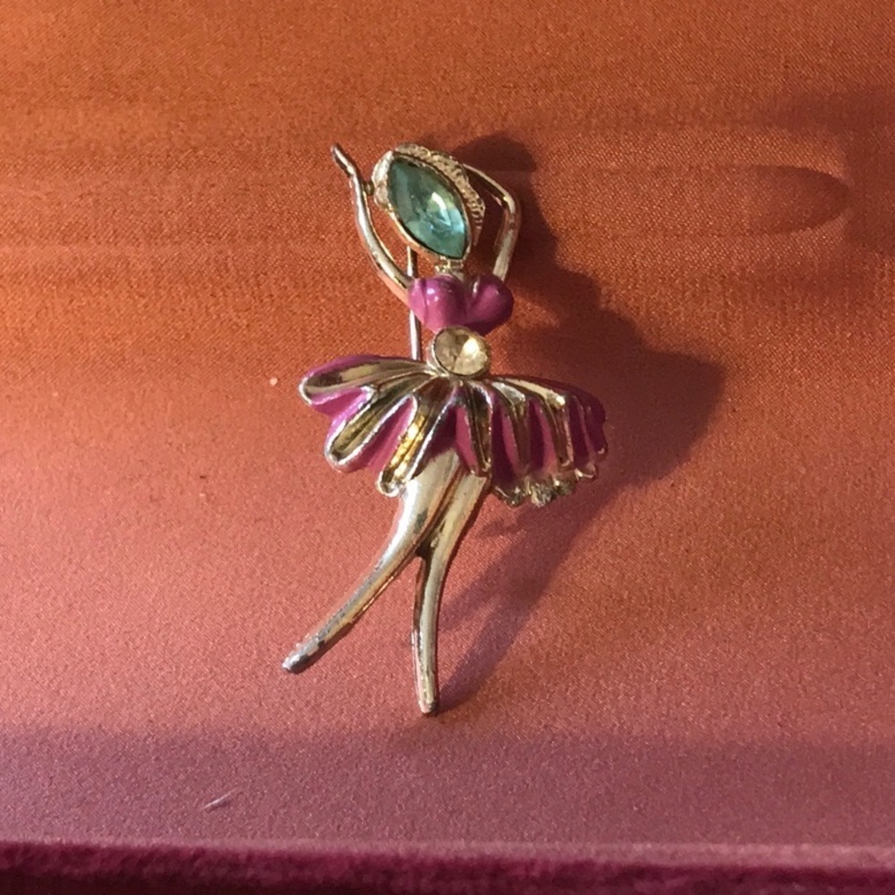 Elegant Ballerina Brooch in Purple and Gold